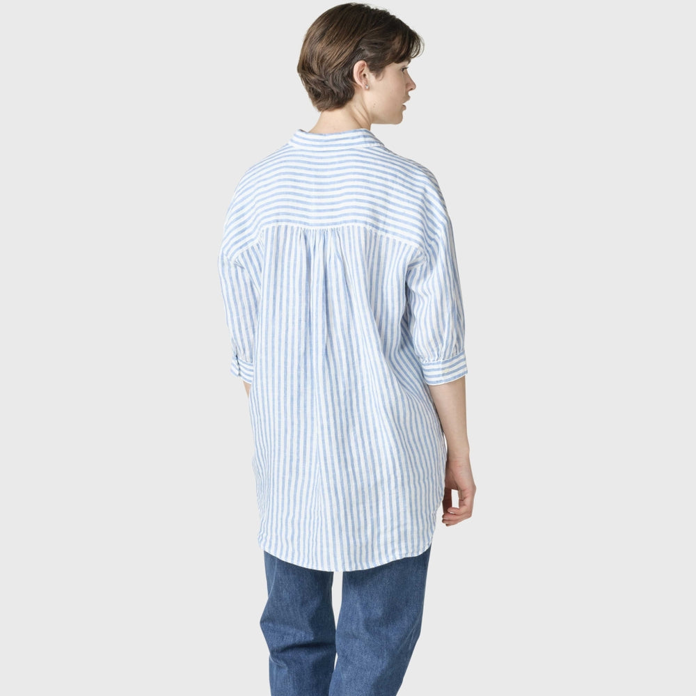 Klitmöller Collective Oline linen shirt - Cream/Light blue
