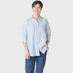 Klitmöller Collective Oline linen shirt - Cream/Light blue