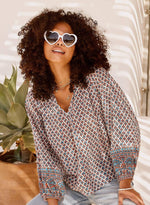 M.A.B.E. Viti Long Sleeved Top - Orange/Turq