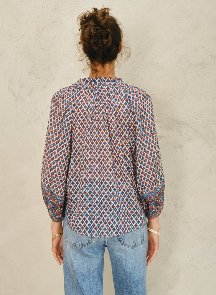 M.A.B.E. Viti Long Sleeved Top - Orange/Turq