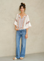 M.A.B.E. Lena embroidered top - Ecru