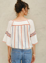 M.A.B.E. Lena embroidered top - Ecru