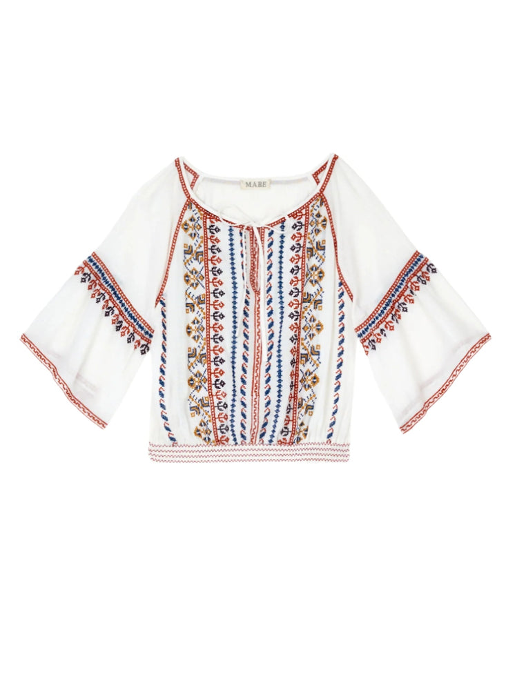 M.A.B.E. Lena embroidered top - Ecru