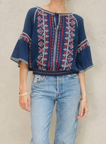 M.A.B.E. Lena embroidered top - Navy