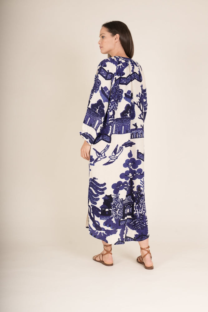 One Hundred Stars Giant willow raglan dress - Blue/White