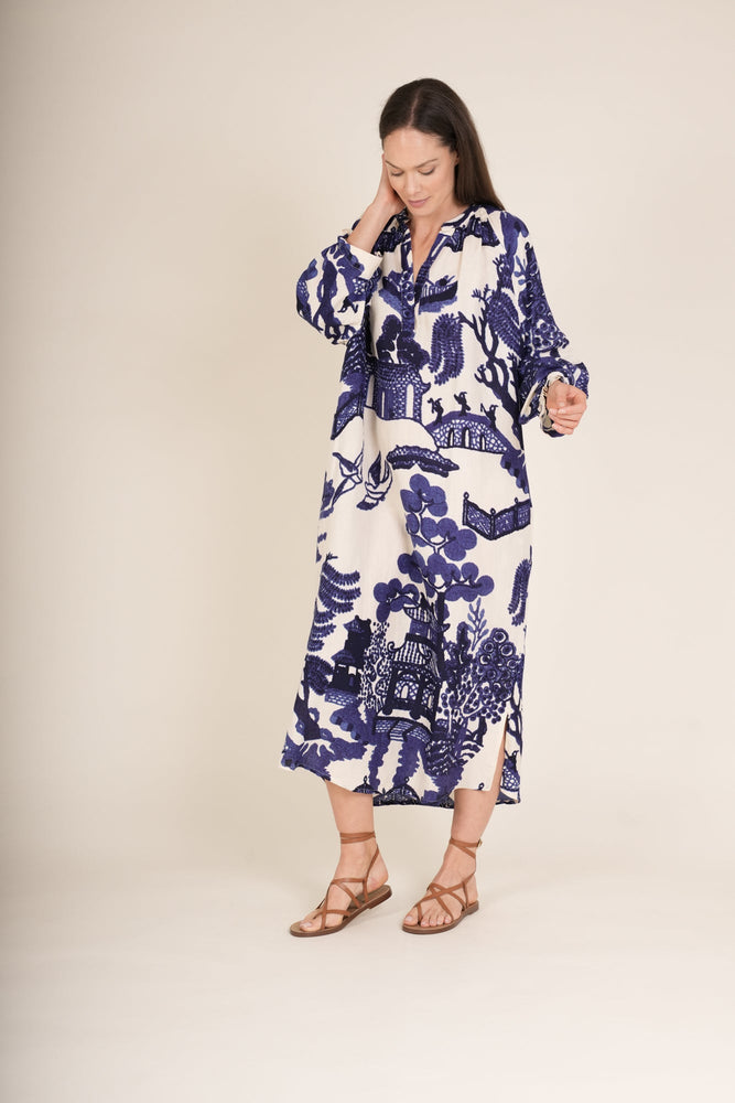 One Hundred Stars Giant willow raglan dress - Blue/White