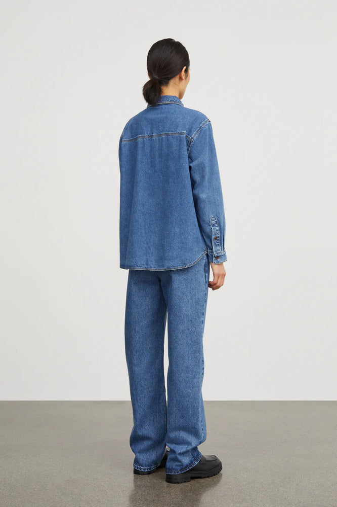 Skall Studio Millington Shirt Jeans Washed Mid Blue