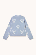 THE TINY BIG SISTER Bows jacquard cardigan - Pastel blue