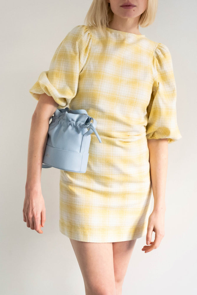 THE TINY BIG SISTER Check short dress -  Pastel yellow