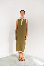THE TINY BIG SISTER Color block polo dress - Khaki