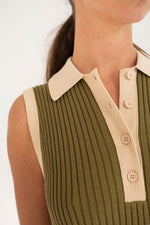 THE TINY BIG SISTER Color block polo dress - Khaki