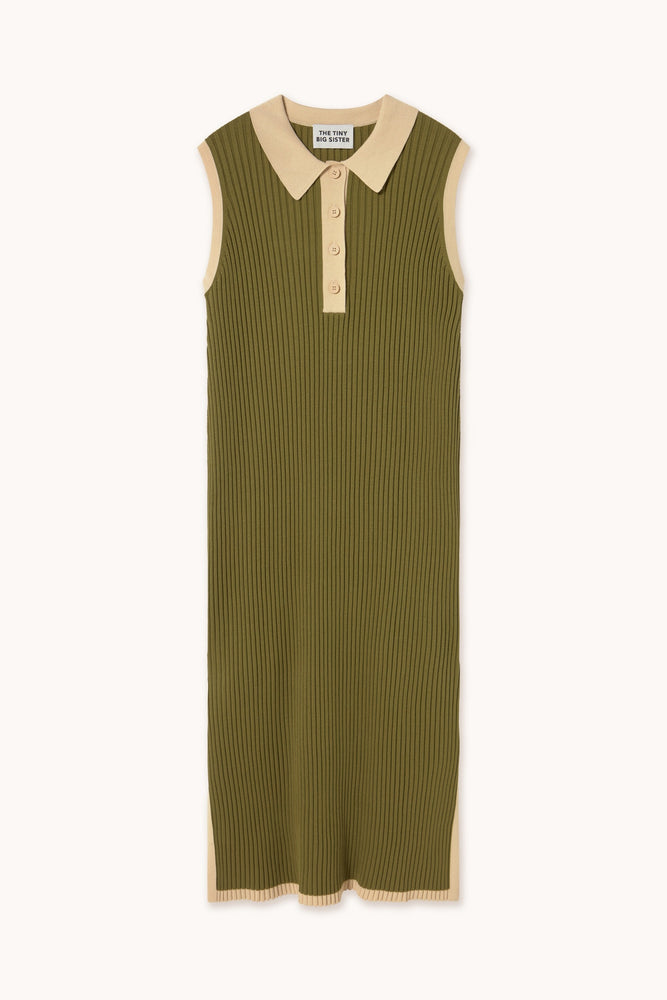 THE TINY BIG SISTER Color block polo dress - Khaki