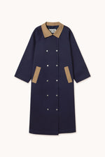 THE TINY BIG SISTER Color block trench coat - Navy
