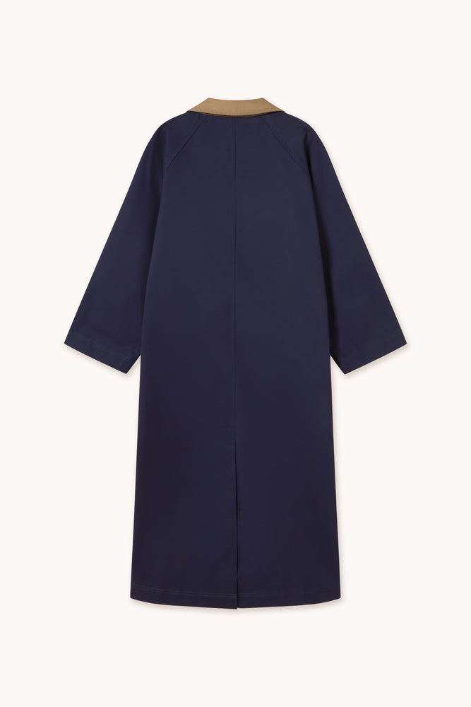 THE TINY BIG SISTER Color block trench coat - Navy