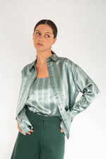 THE TINY BIG SISTER Flowers relaxed shirt - Emerald green