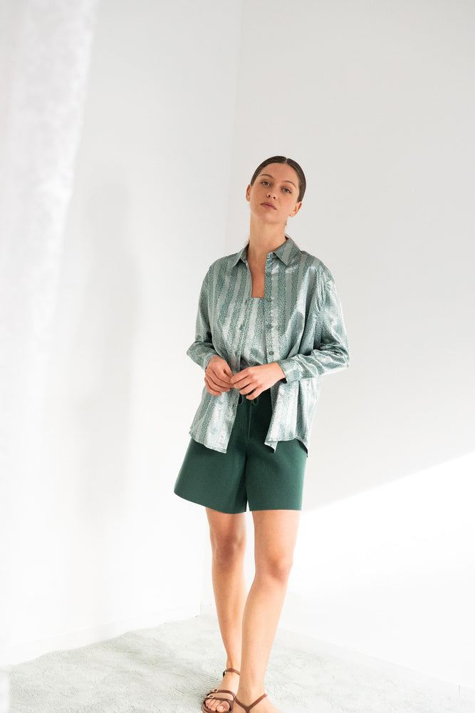 THE TINY BIG SISTER Flowers relaxed shirt - Emerald green