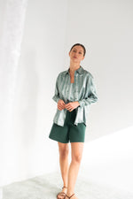 THE TINY BIG SISTER Flowers relaxed shirt - Emerald green