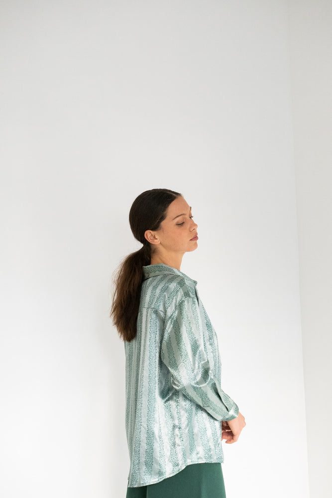 THE TINY BIG SISTER Flowers relaxed shirt - Emerald green