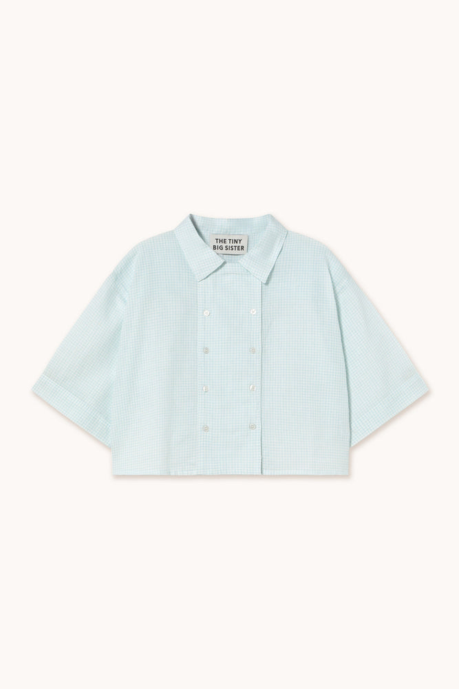 THE TINY BIG SISTER Grid buttoned short sleeves blouse - Off-white