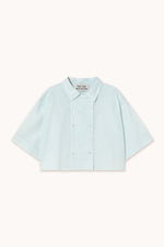 THE TINY BIG SISTER Grid buttoned short sleeves blouse - Off-white