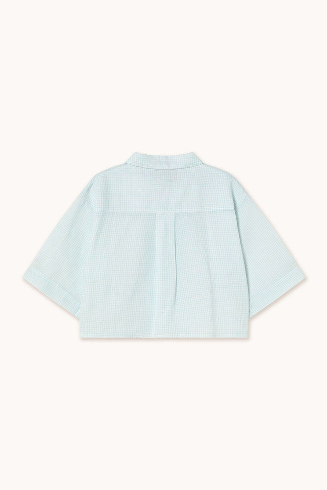 THE TINY BIG SISTER Grid buttoned short sleeves blouse - Off-white