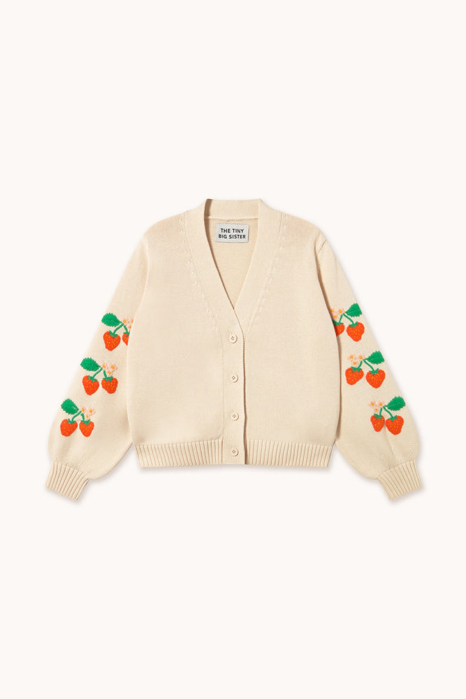 THE TINY BIG SISTER Strawberries cardigan - Light cream