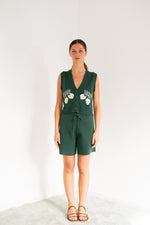 THE TINY BIG SISTER Strawberries Patric vest - Dark emerald