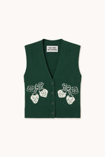 THE TINY BIG SISTER Strawberries Patric vest - Dark emerald