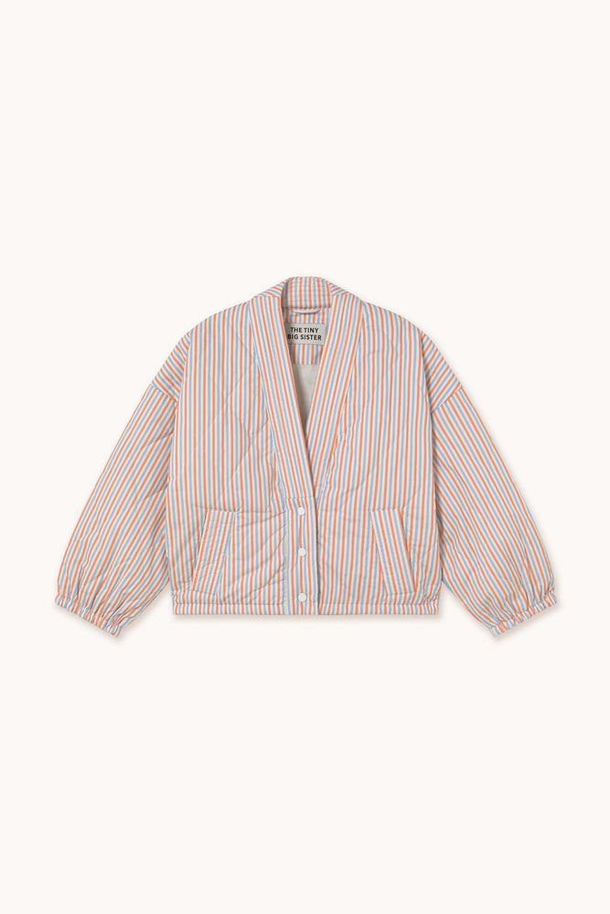 THE TINY BIG SISTER Striped jacket - Blue-grey/papaya