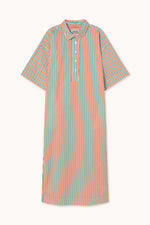 THE TINY BIG SISTER Striped shirt dress - Emerald/Orange-red
