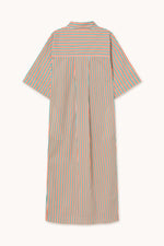 THE TINY BIG SISTER Striped shirt dress - Emerald/Orange-red