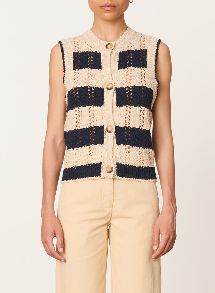 Vanessa Bruno Elberta Cardigan Navy/Off White