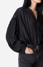 Vanessa Bruno Nipoa Blouse Black - With pleat detail and inlaid lace