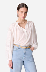 Vanessa Bruno Nipoa Blouse White - With pleat detail and inlaid lace