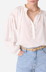 Vanessa Bruno Nipoa Blouse White - With pleat detail and inlaid lace