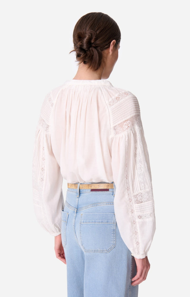 Vanessa Bruno Nipoa Blouse White - With pleat detail and inlaid lace