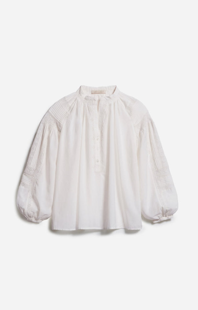 Vanessa Bruno Nipoa Blouse White - With pleat detail and inlaid lace