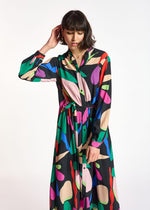 ESSENTIEL Black graphic-print shirt dress
