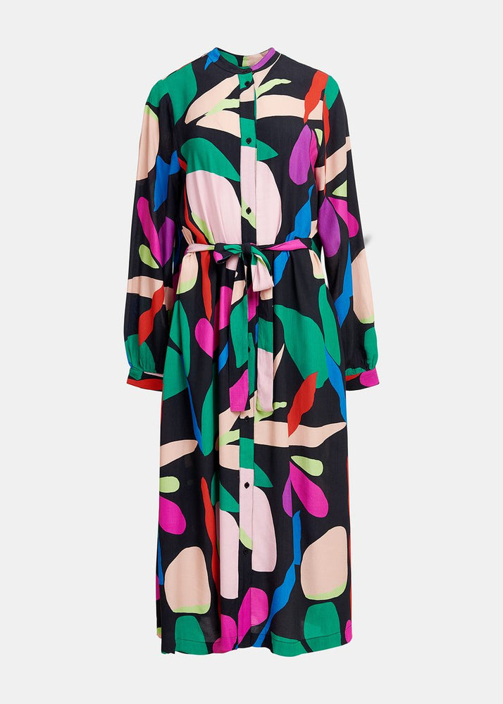 ESSENTIEL Black graphic-print shirt dress