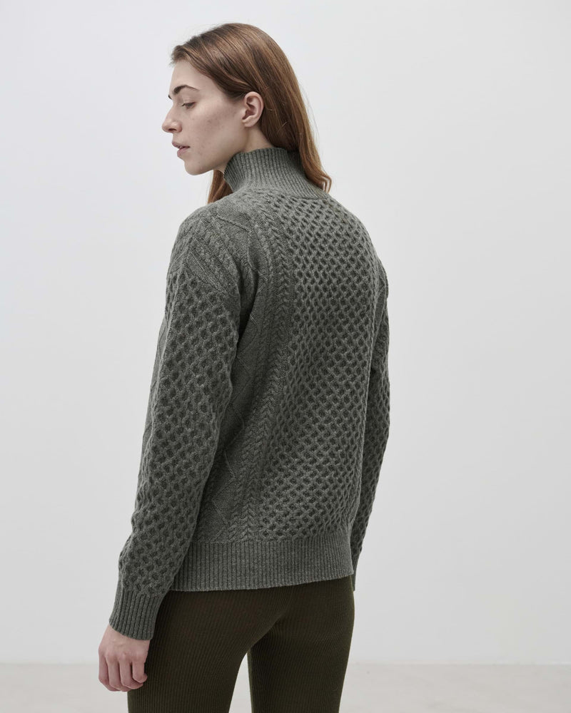 FUB Lambswool Aran Jumper, moss melange
